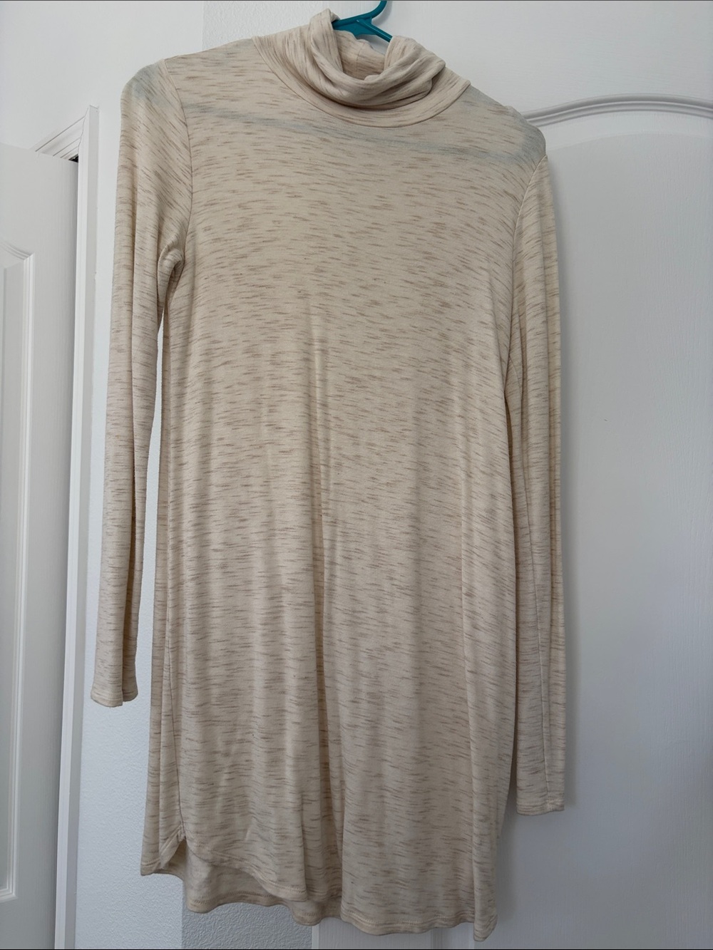 Abercrombie & Fitch Cream Heathered Turtleneck Dress